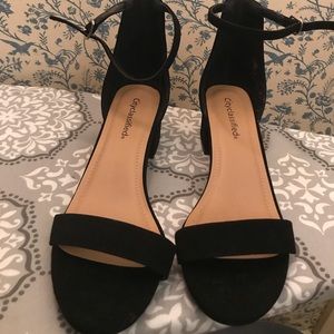 Never worn black velvet strap-y heel